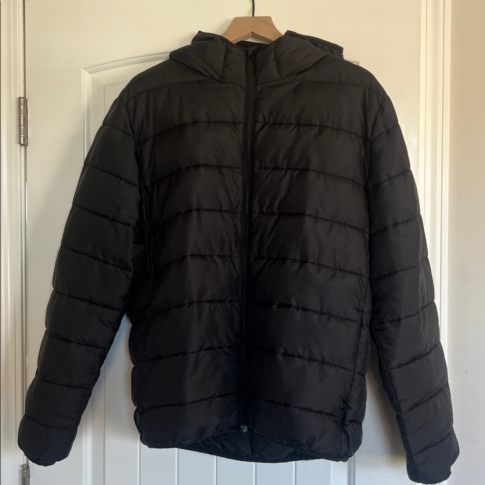 H&M Men's Black Hooded Puffer Jacket